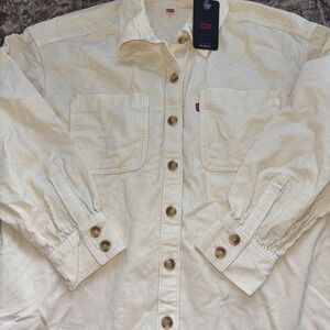 Levi's Women's Size XL Orion Corduroy Overshirt Size Large WHITE SWAN Shacket